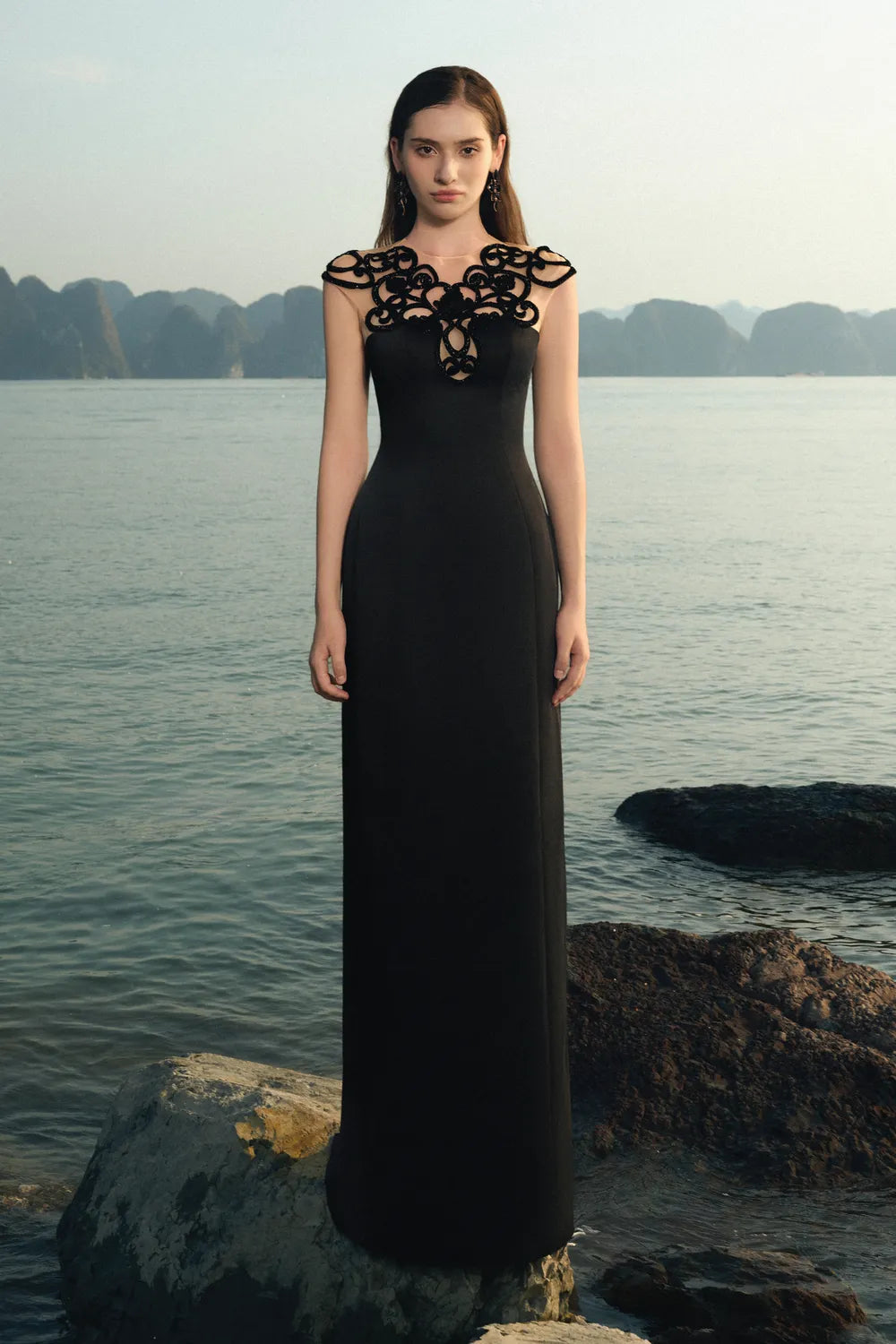 Sleeveless Stylized Shoulder Straight Dress