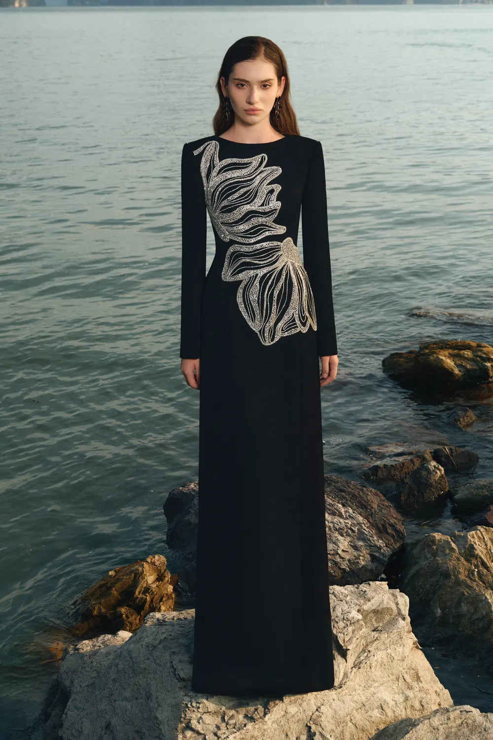 Boat Neck Long Sleeves A-line Dress