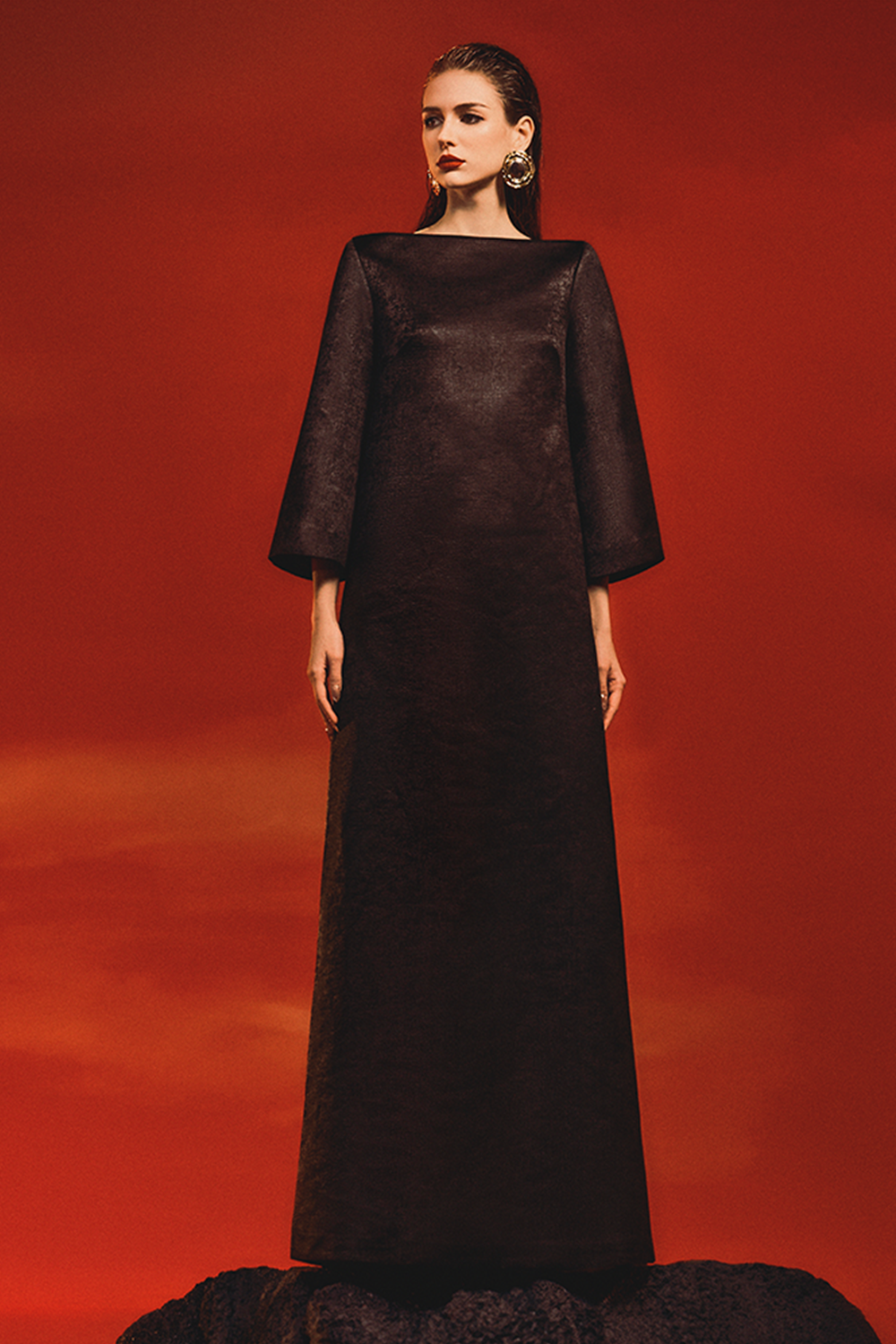 Boat Neck Wide Sleeve Dress