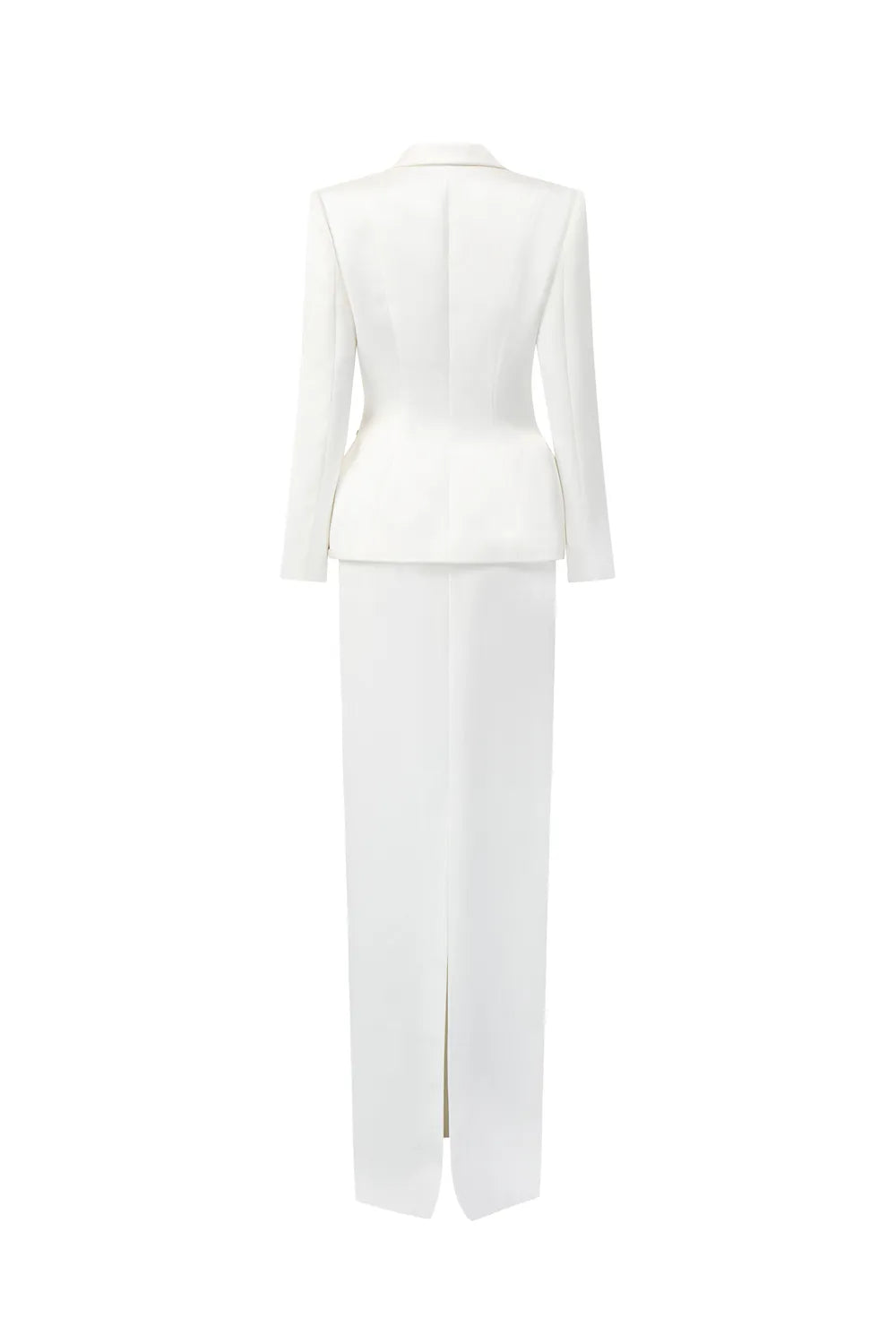 Floral Embellished Blazer With Crystal Line Embellished Straight Dress Set