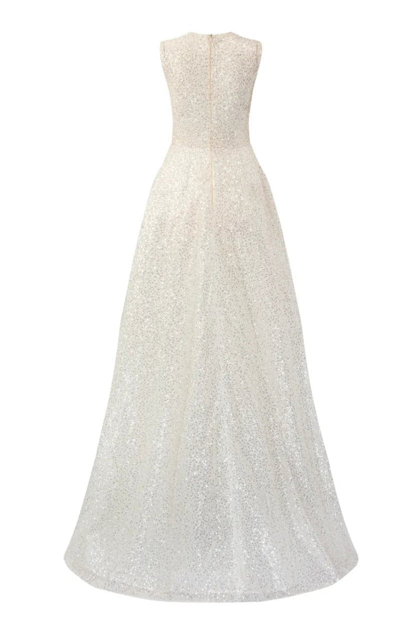 Sleeveless Diagonal Layered Flared Dress