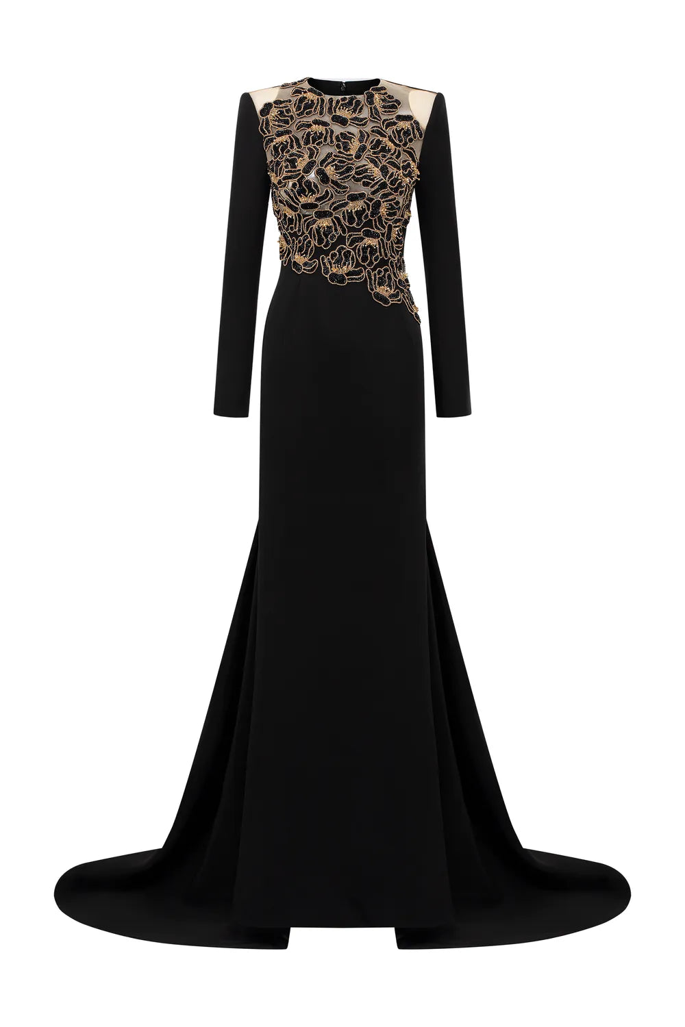 Long Sleeves Floral Embellished Dress