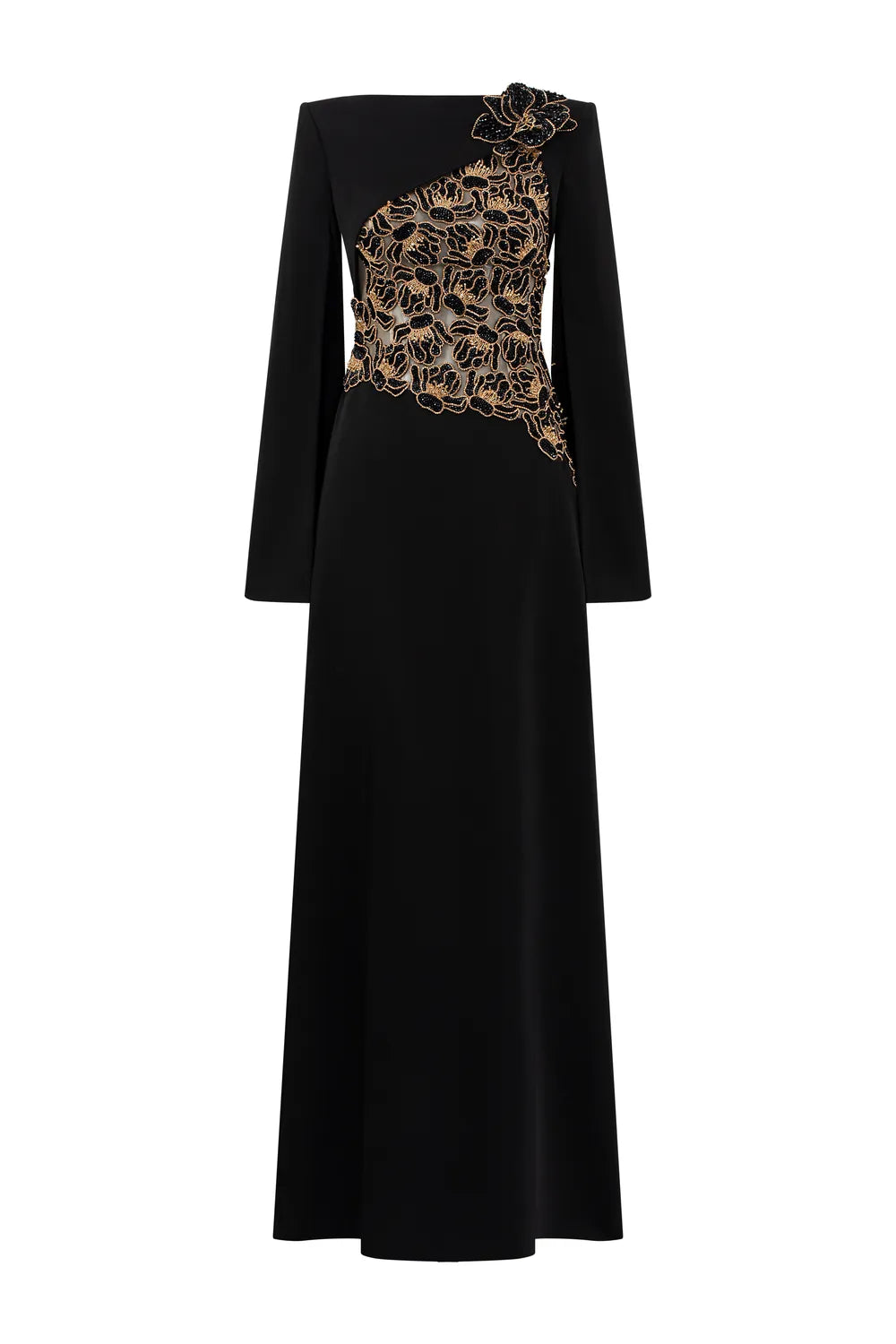 Floral Embellished Cape Sleeves Straight Dress