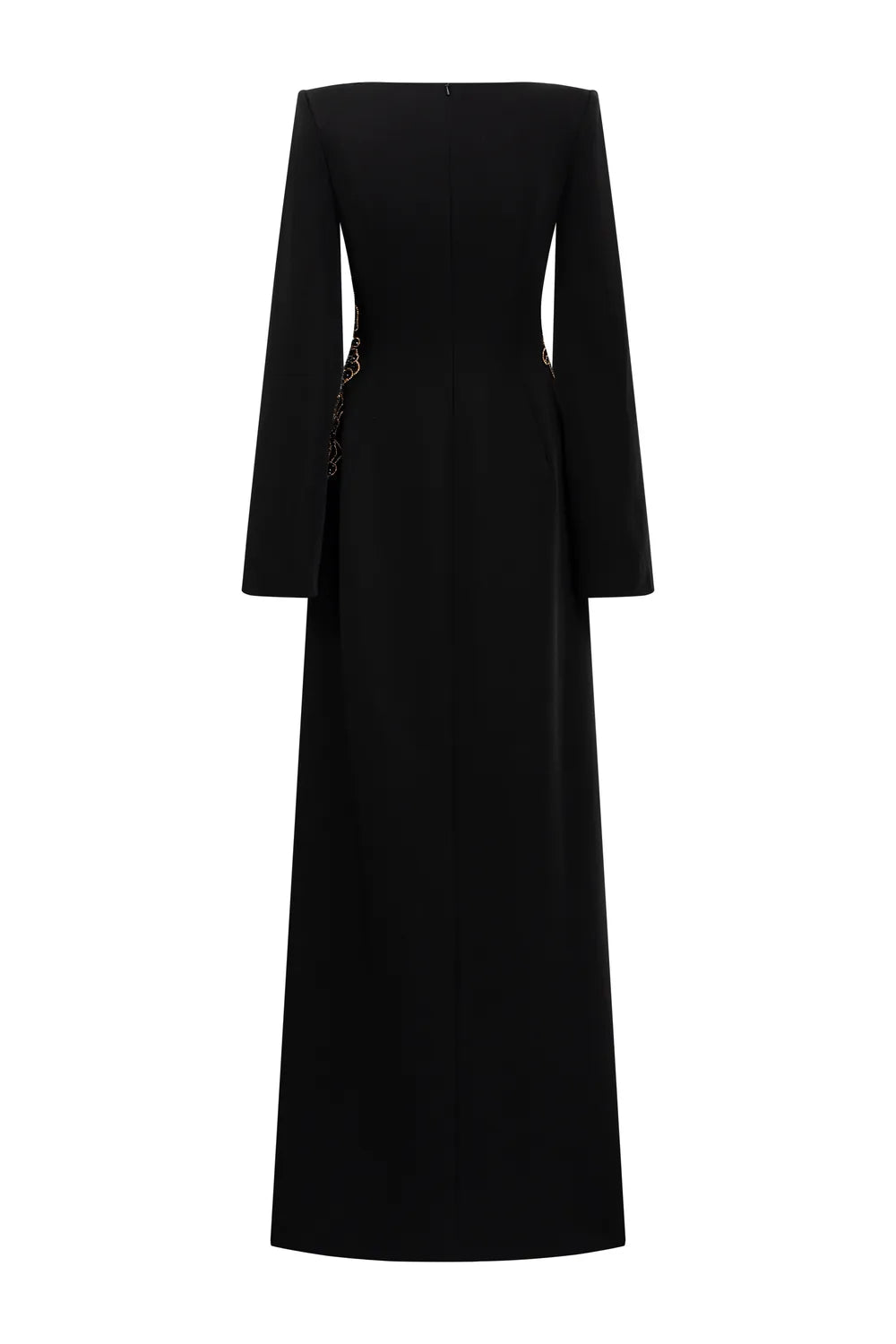 Floral Embellished Cape Sleeves Straight Dress