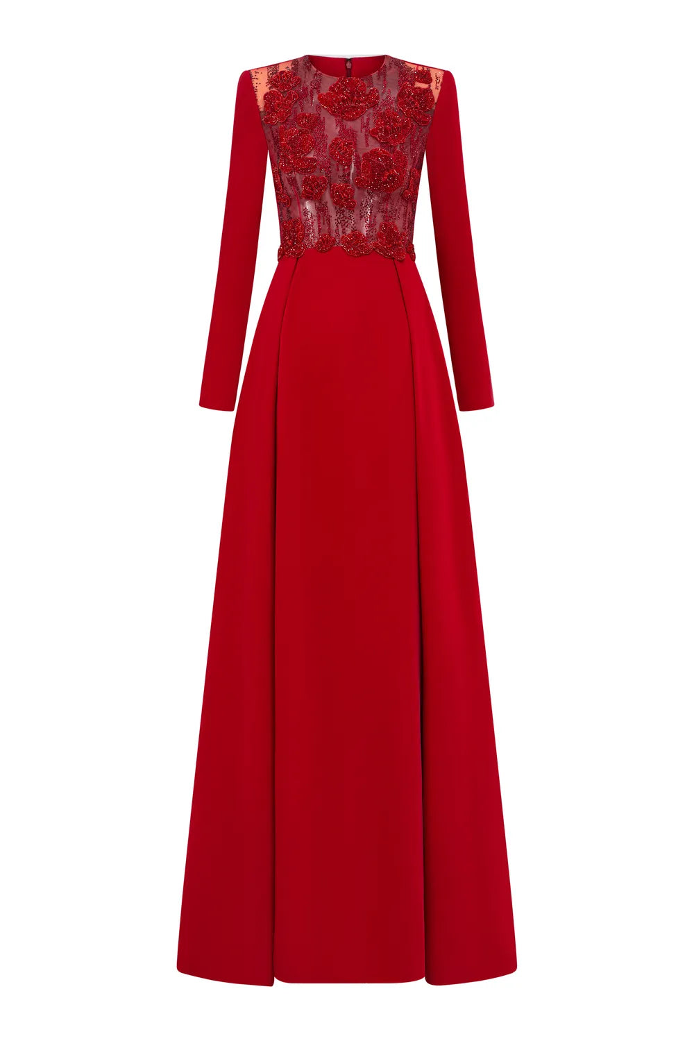 Long Sleeves Floral Embellished A-Line Dress