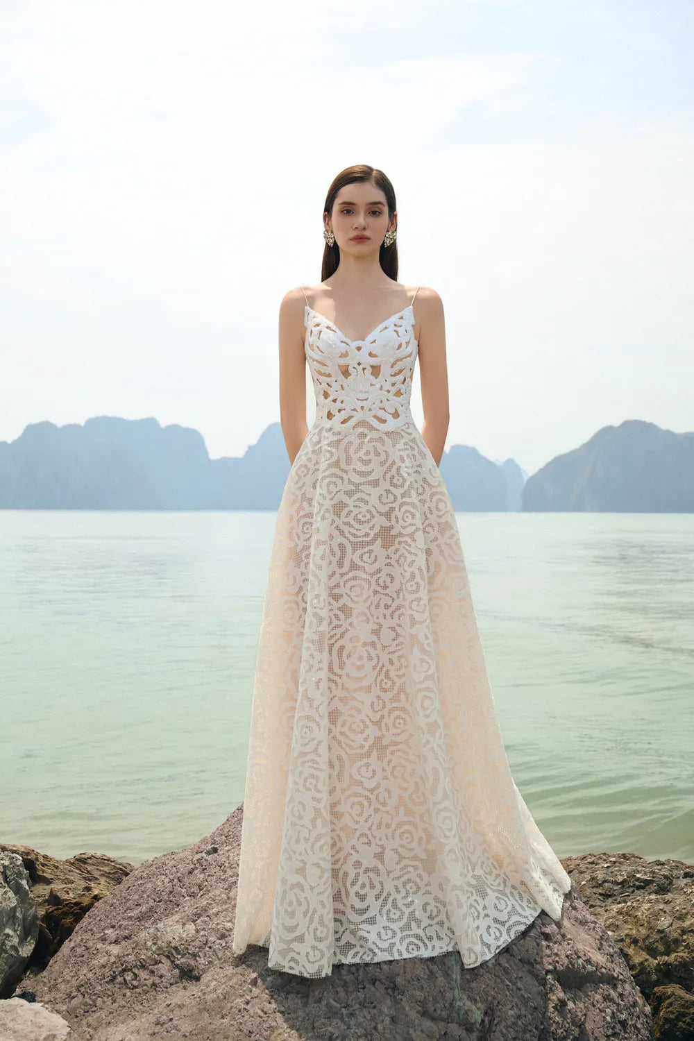 Floral Pattern Lace Cape With Floral A-line Dress Set