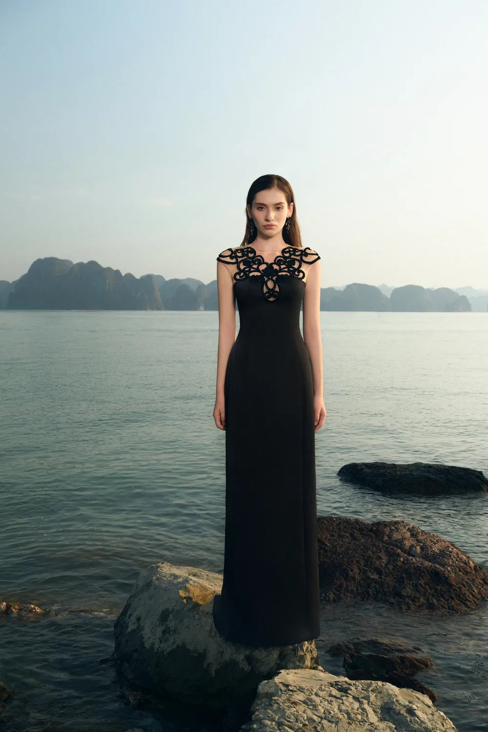 Sleeveless Stylized Shoulder Straight Dress