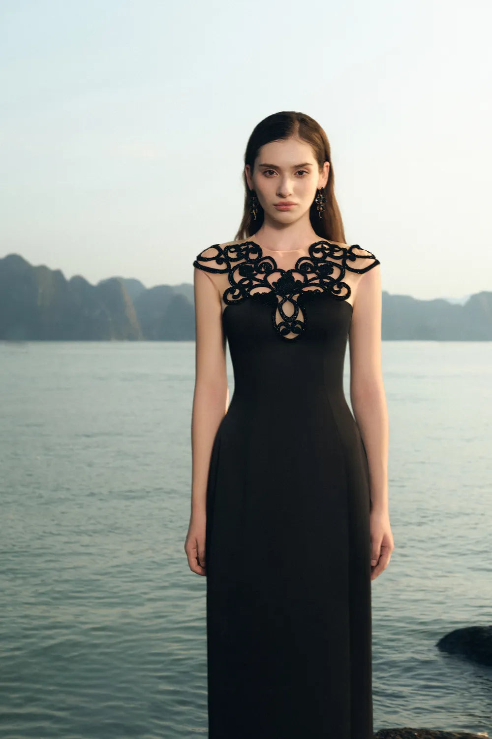 Sleeveless Stylized Shoulder Straight Dress