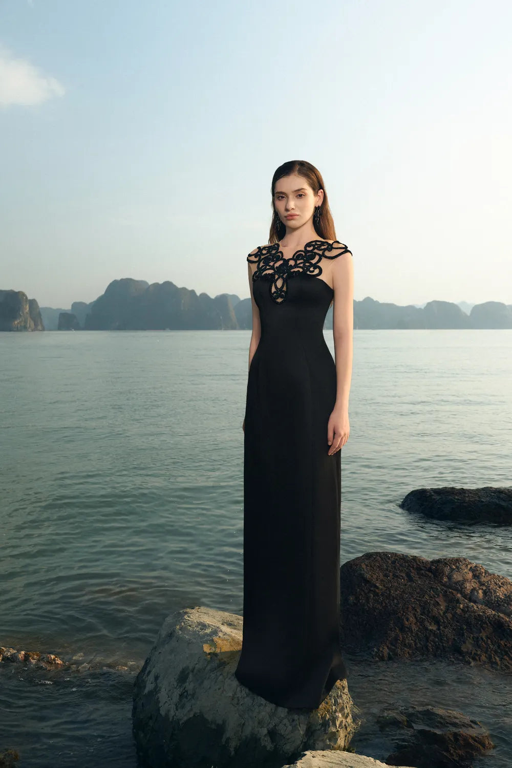 Sleeveless Stylized Shoulder Straight Dress