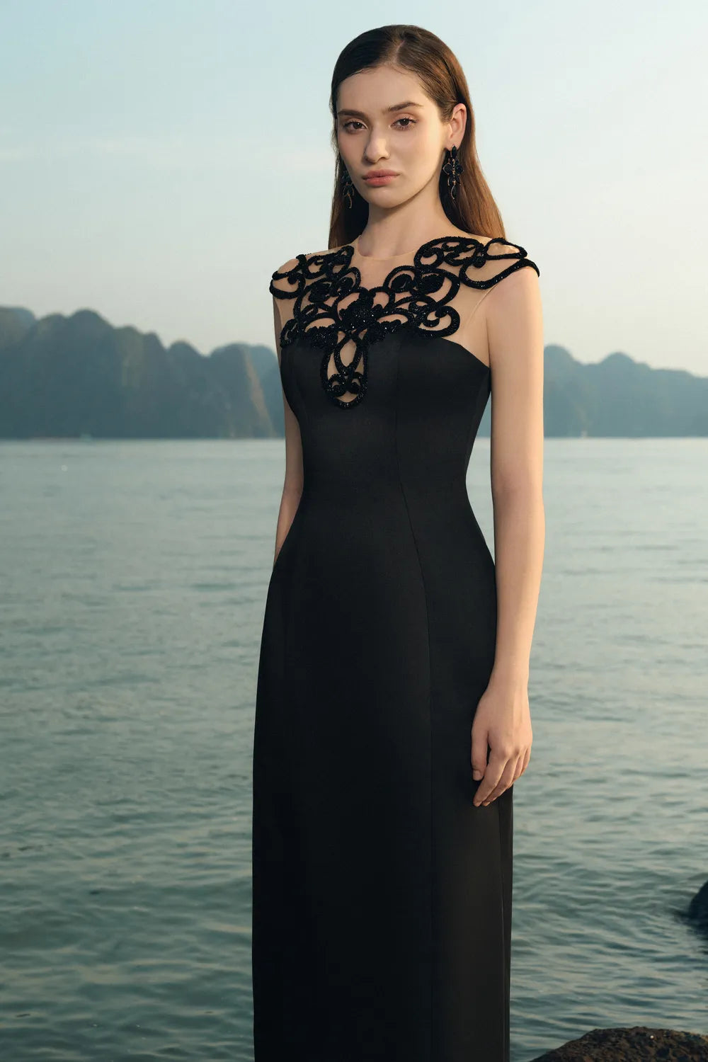 Sleeveless Stylized Shoulder Straight Dress