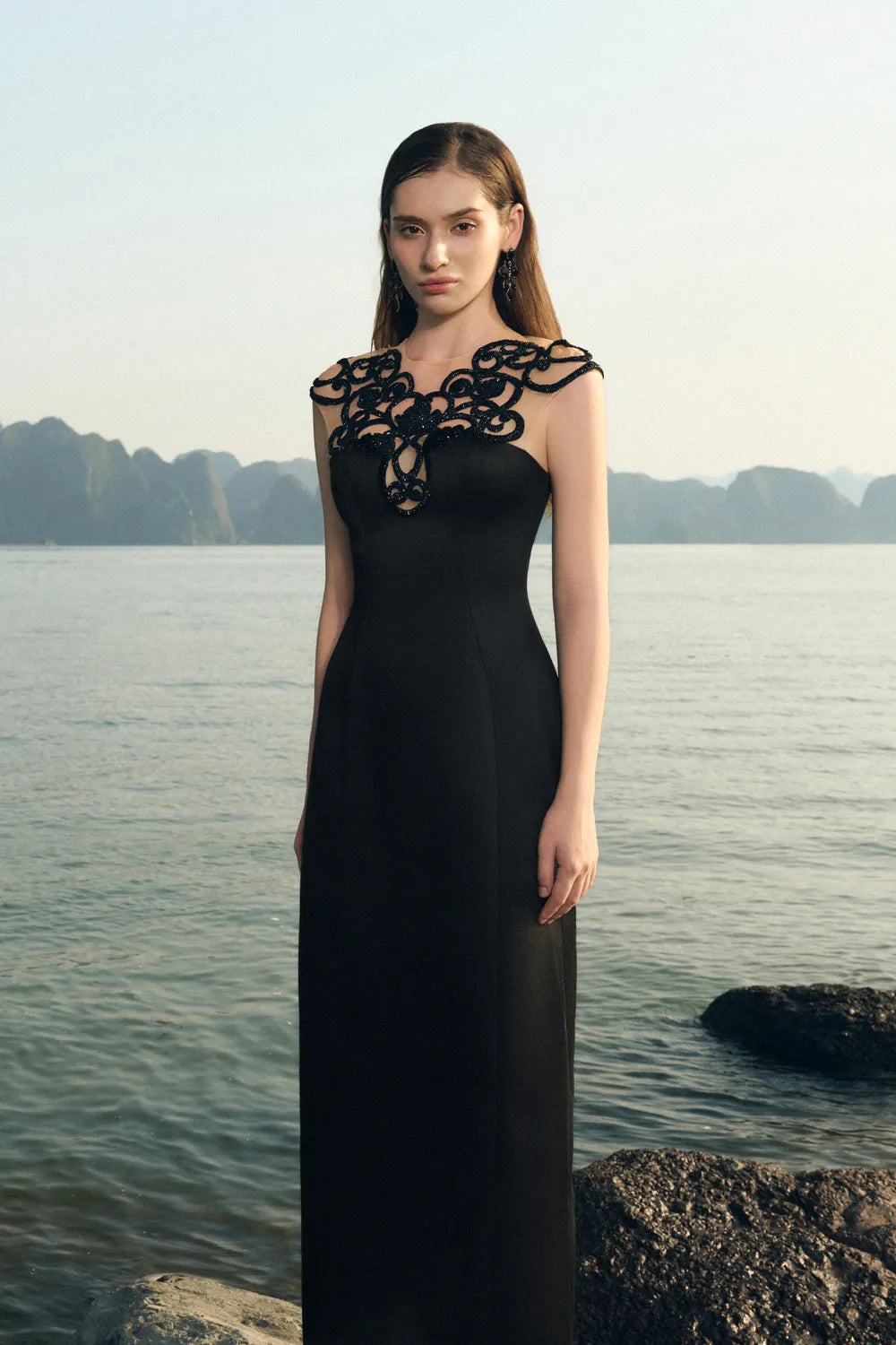 Sleeveless Stylized Shoulder Straight Dress