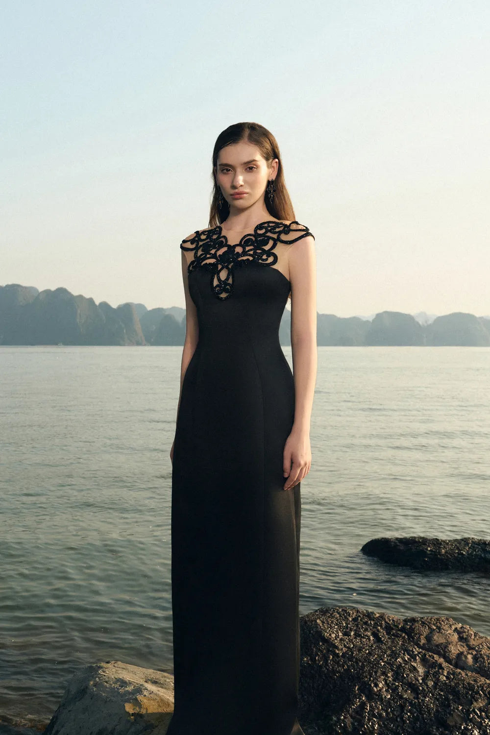 Sleeveless Stylized Shoulder Straight Dress