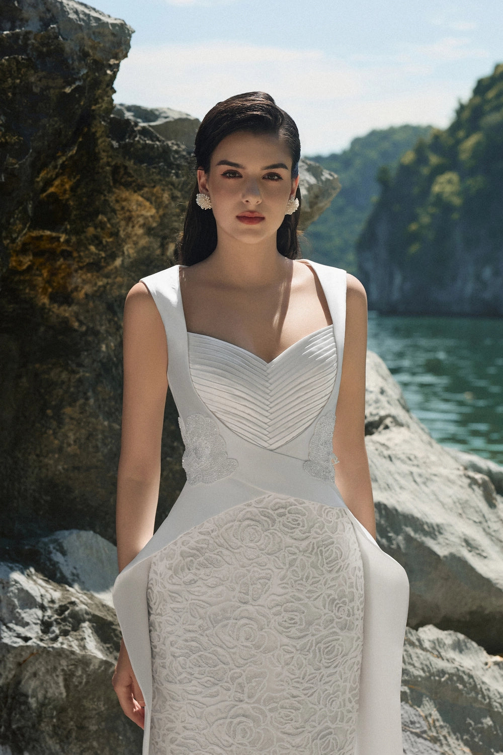 Strappy V-Pleated Chest Stylized Flap Dress