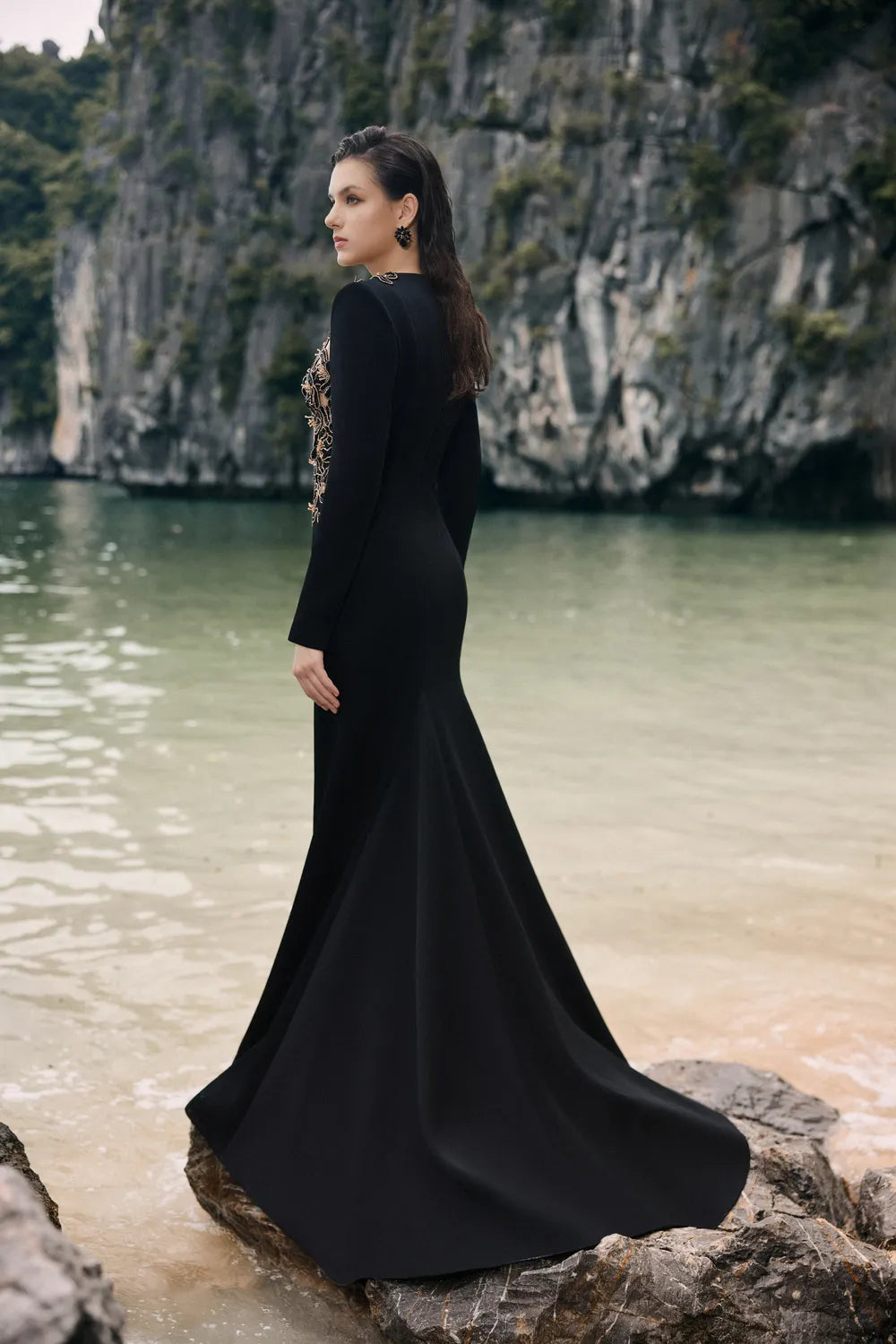 Long Sleeves Floral Embellished Dress