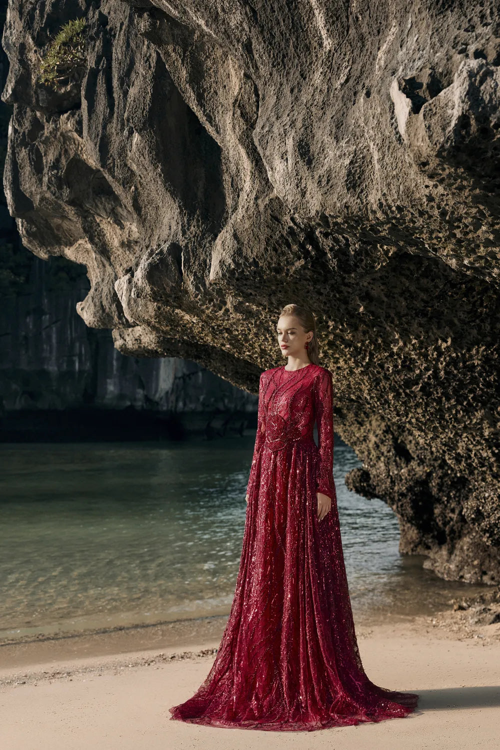 Stylized Embellished Flared Sequin Dress