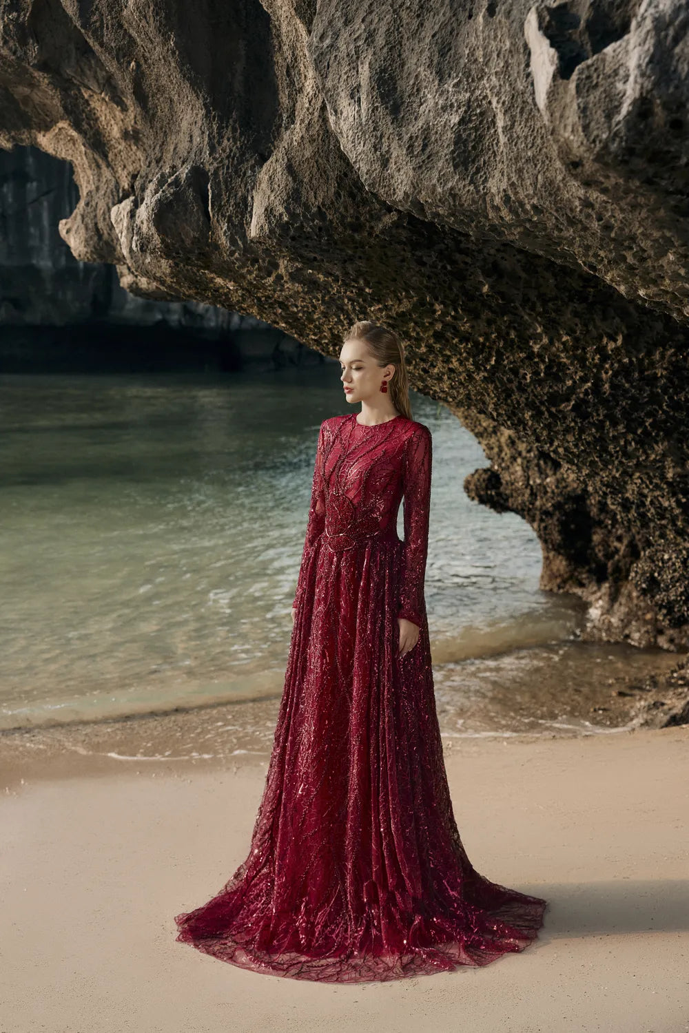 Stylized Embellished Flared Sequin Dress