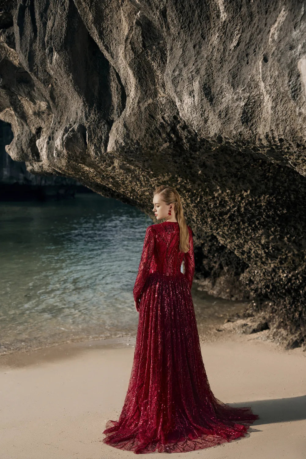 Stylized Embellished Flared Sequin Dress