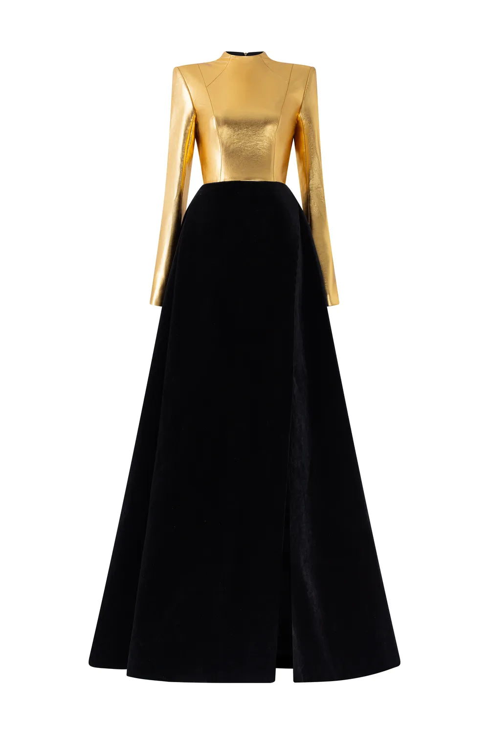 Golden A-line Velvet Dress