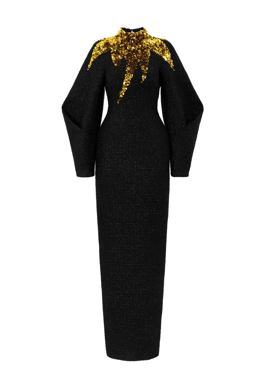 High Neck Fluffy Sleeve Dress