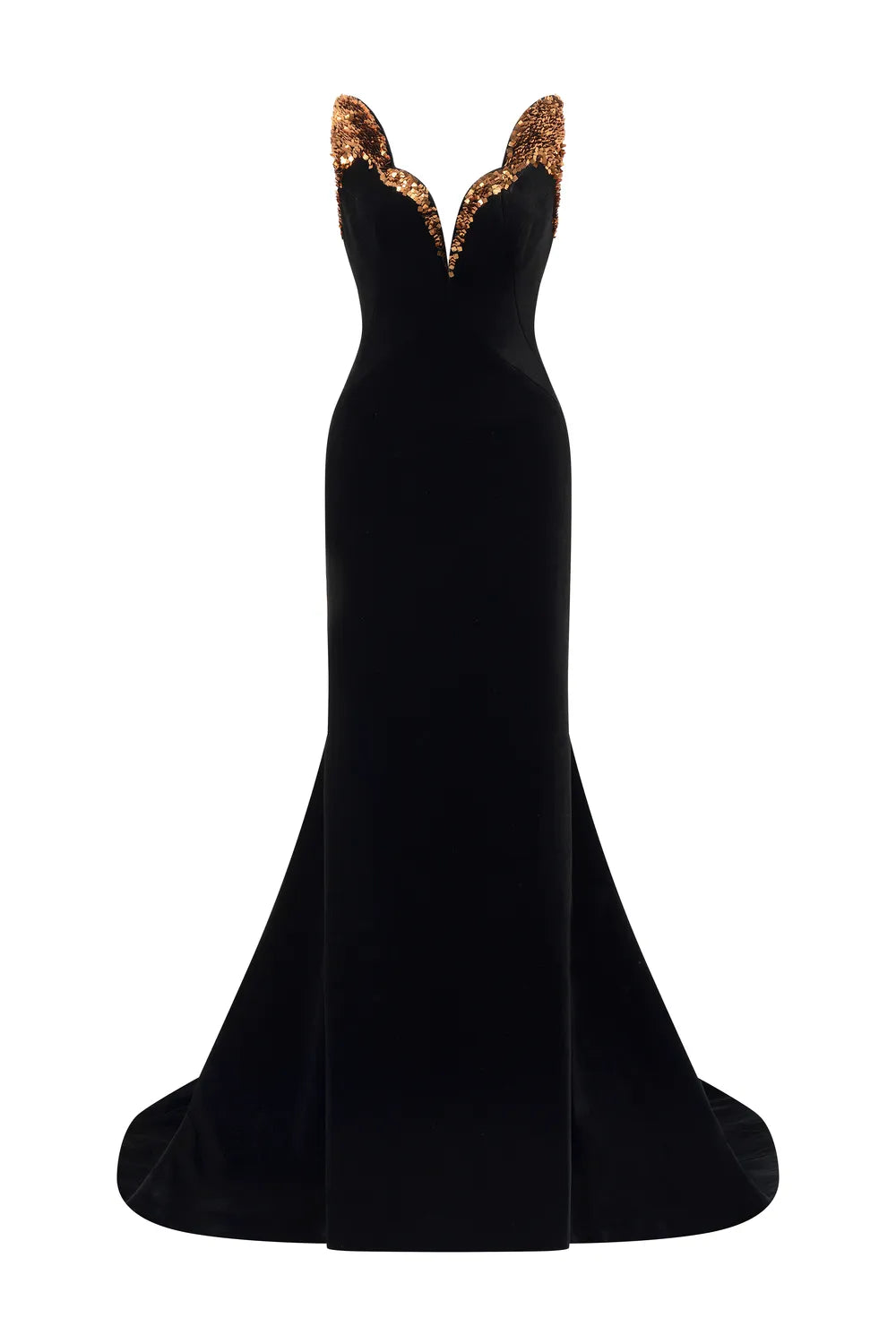 Wavy V-Chest Mermaid Dress LUNE DE SOIE Wavy V-Chest Mermaid Dress LUNE DE SOIE