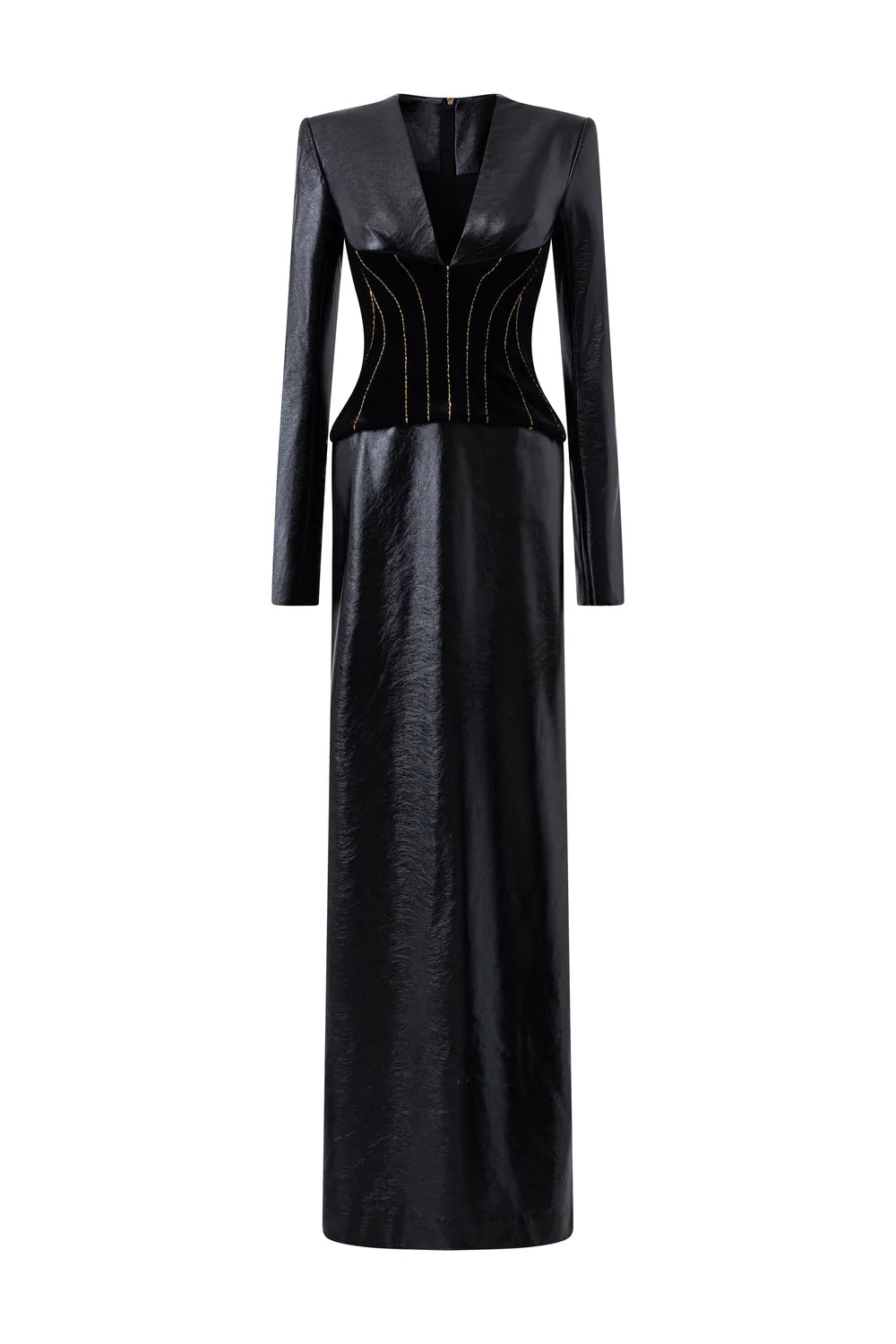 Padded Shoulder V-Chest Dress