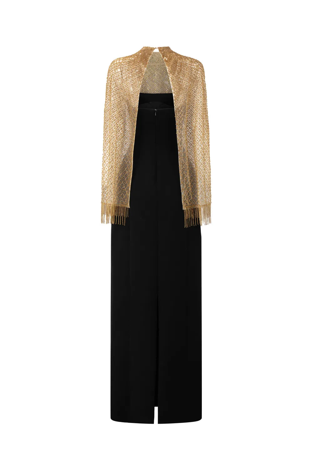 Fishnet Cape See Through Cape Strapless Dress Set