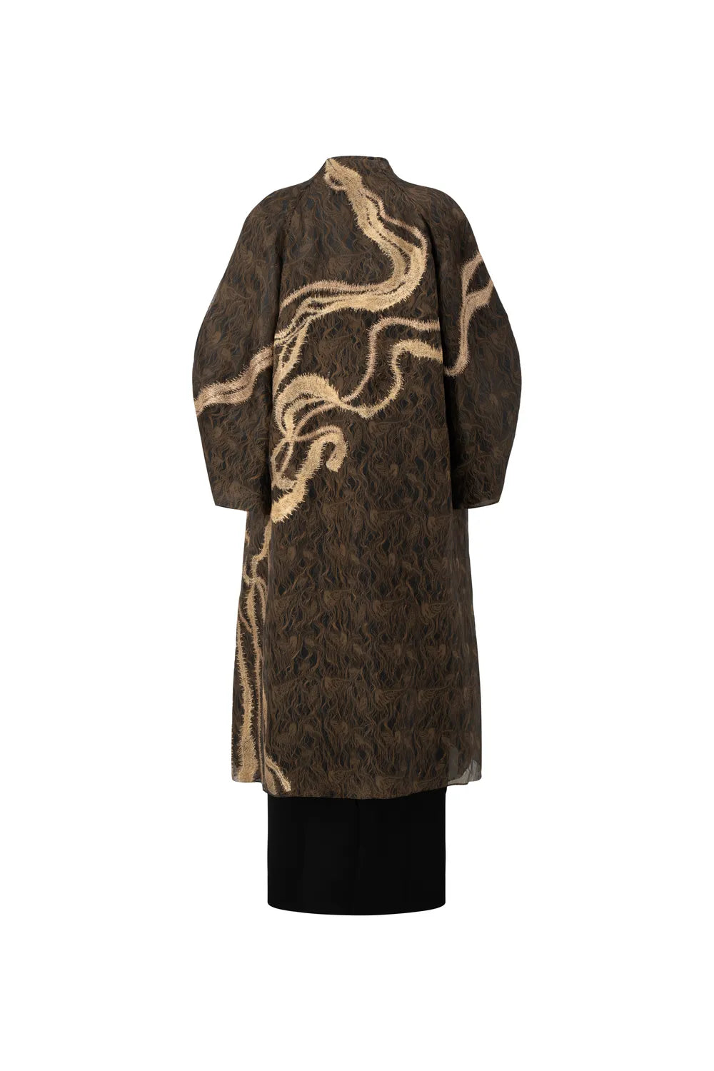 Golden Wave Long Sleeve Coat With Straight Dress Set