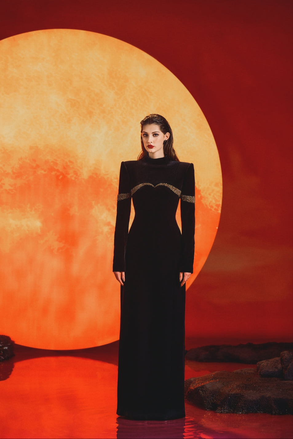High Neck Long Sleeve Dress