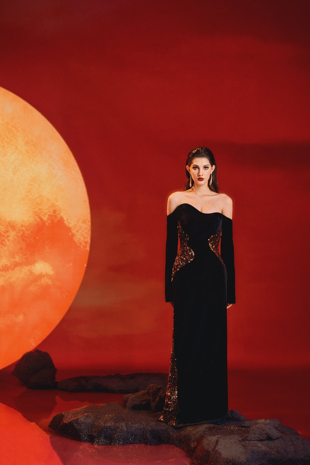 Wavy Embellished Straight Dress