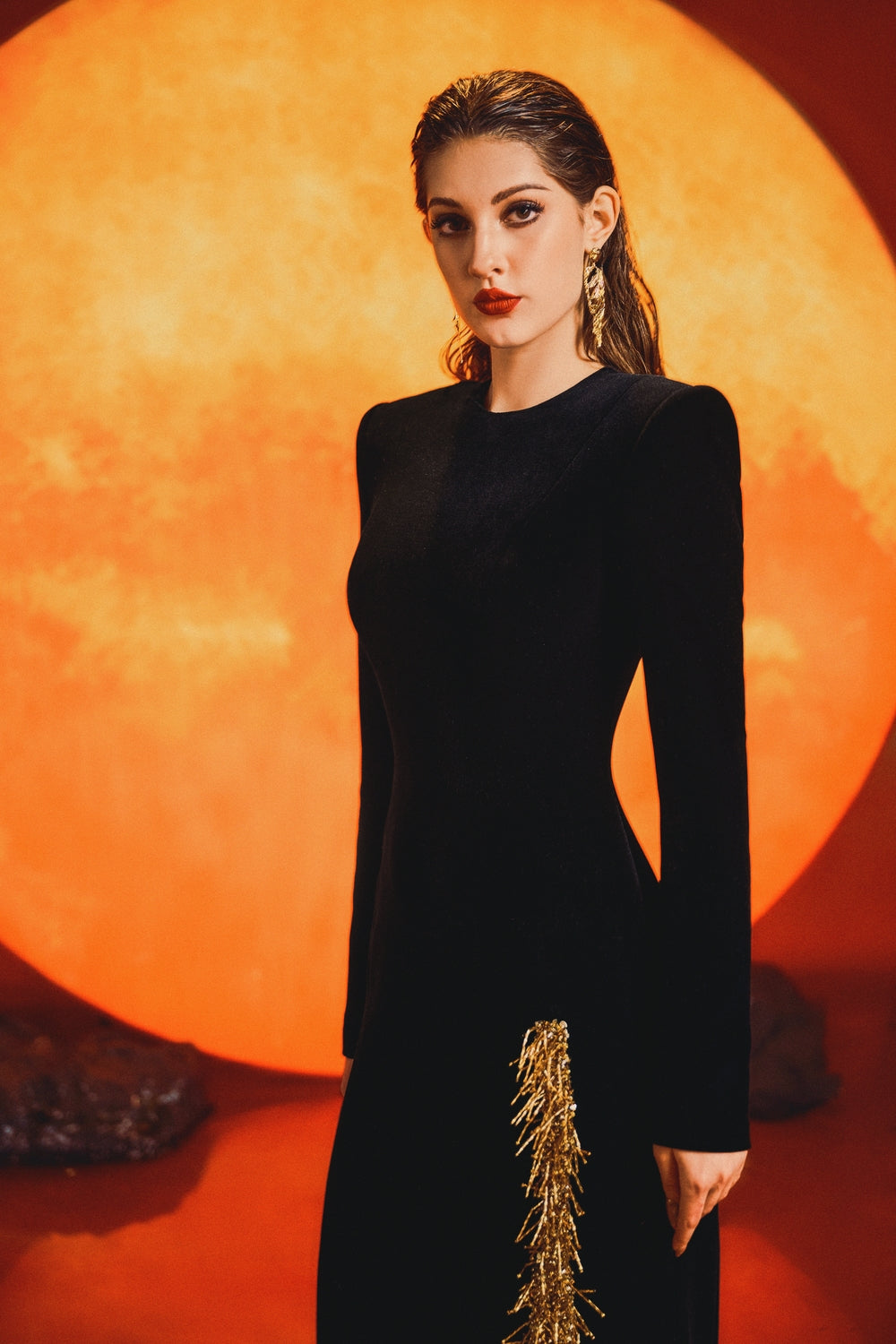 Long Sleeve Side Slit Dress