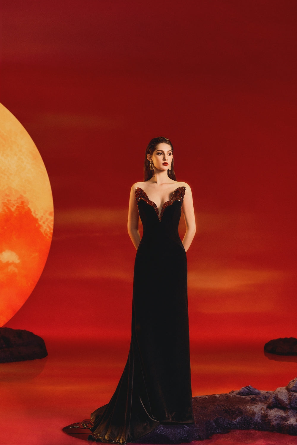 Wavy V-Chest Mermaid Dress