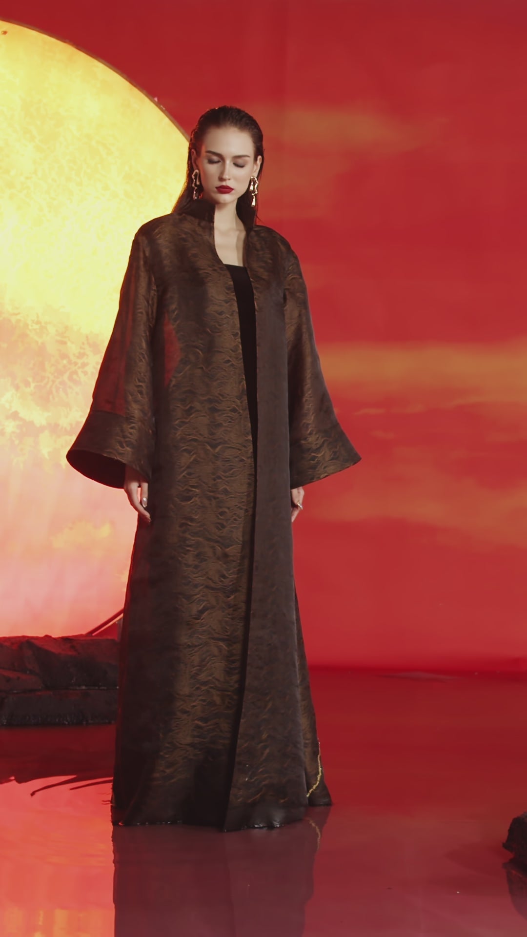 Wide Long Sleeve Coat With Strapless Straight Dress Set