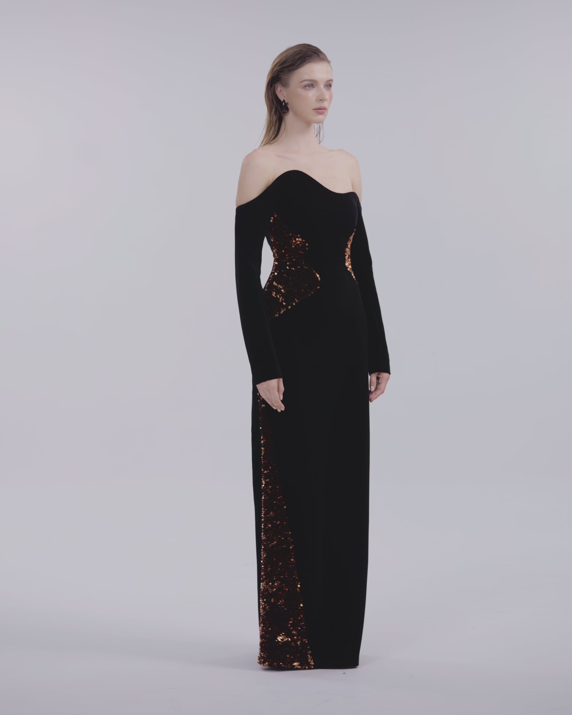 Wavy Embellished Straight Dress