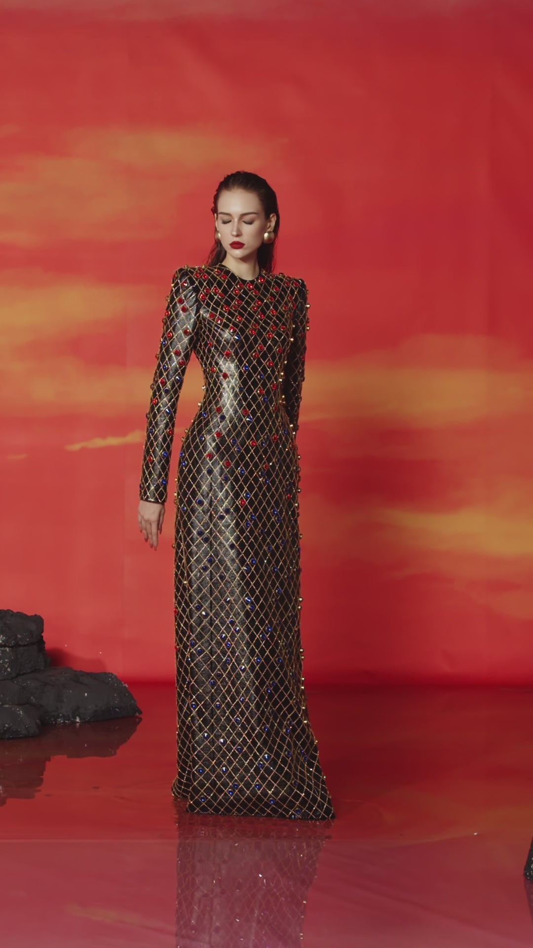 Crystal Embellished Leather Dress