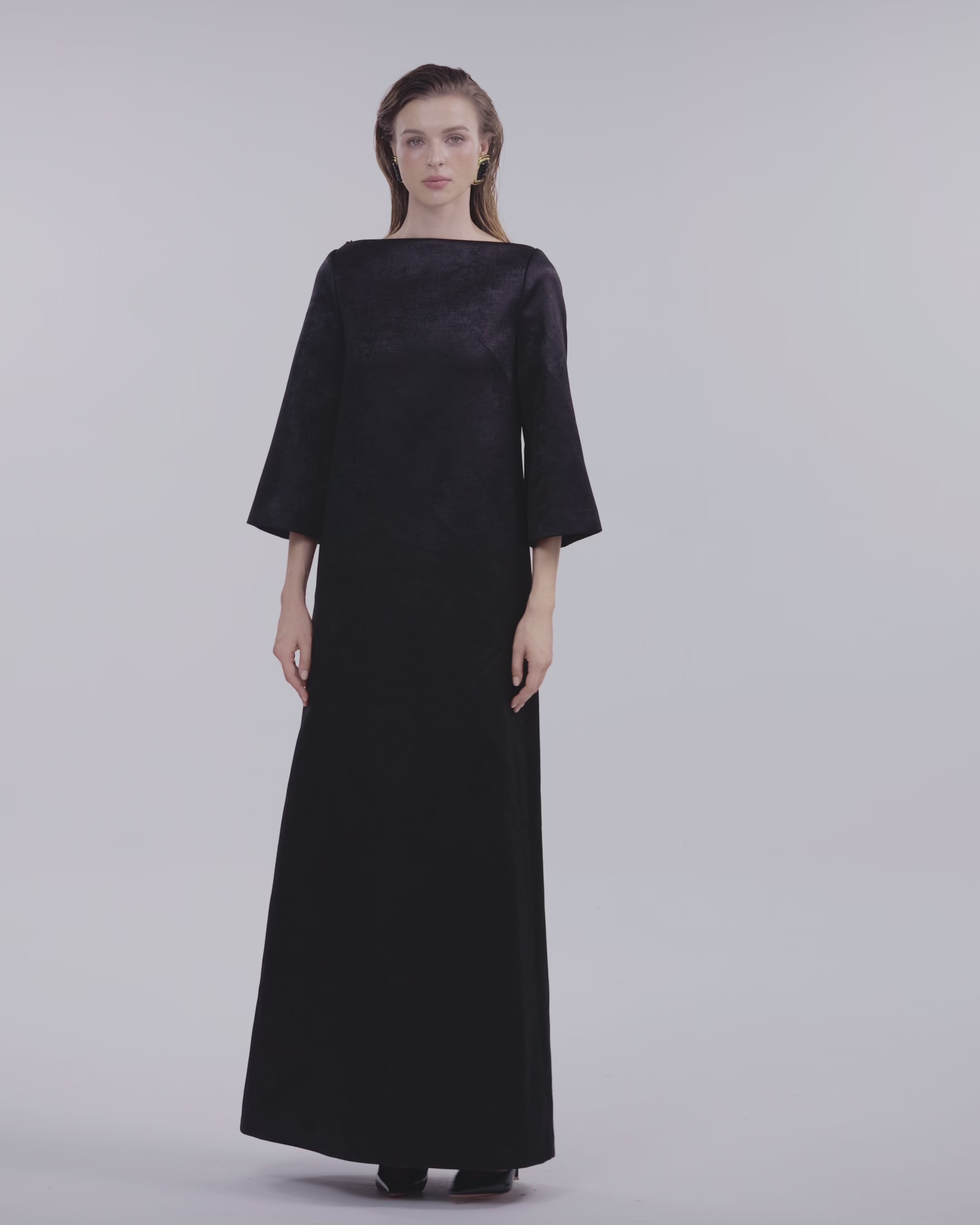 Boat Neck Wide Sleeve Dress