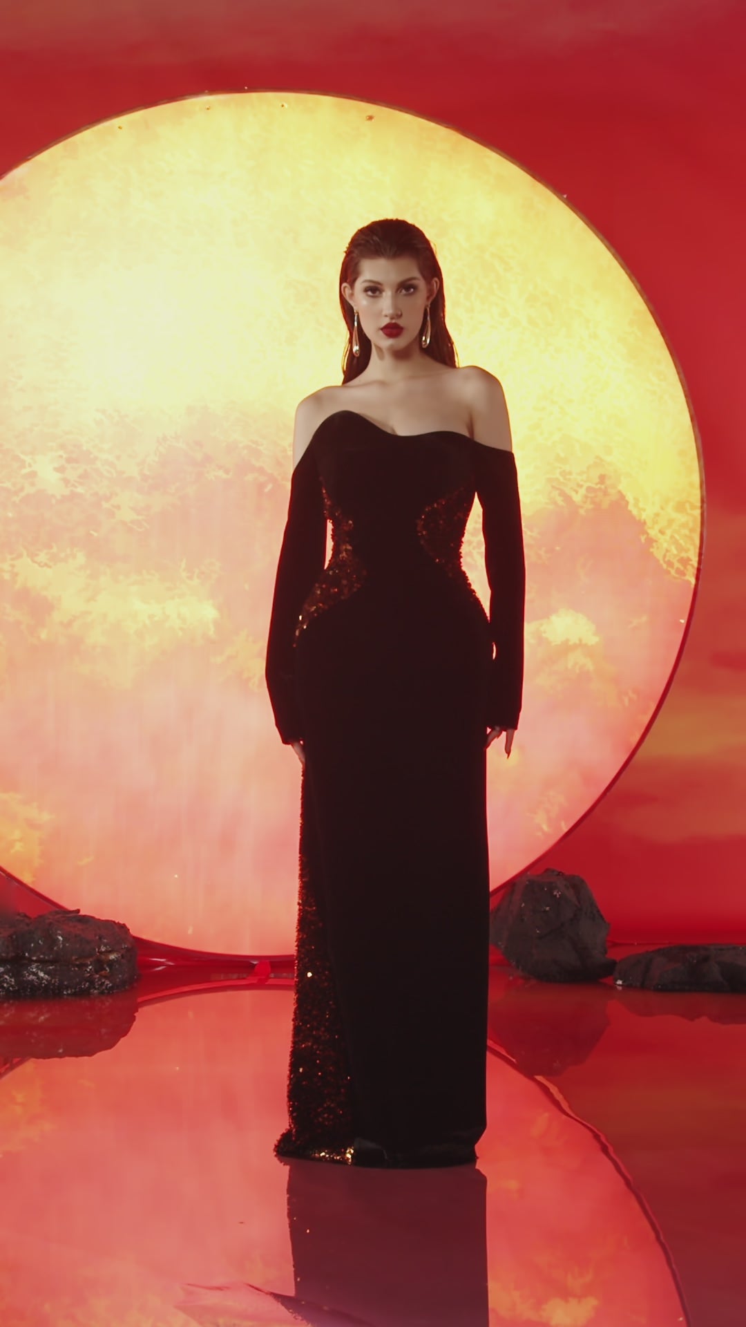 Wavy Embellished Straight Dress