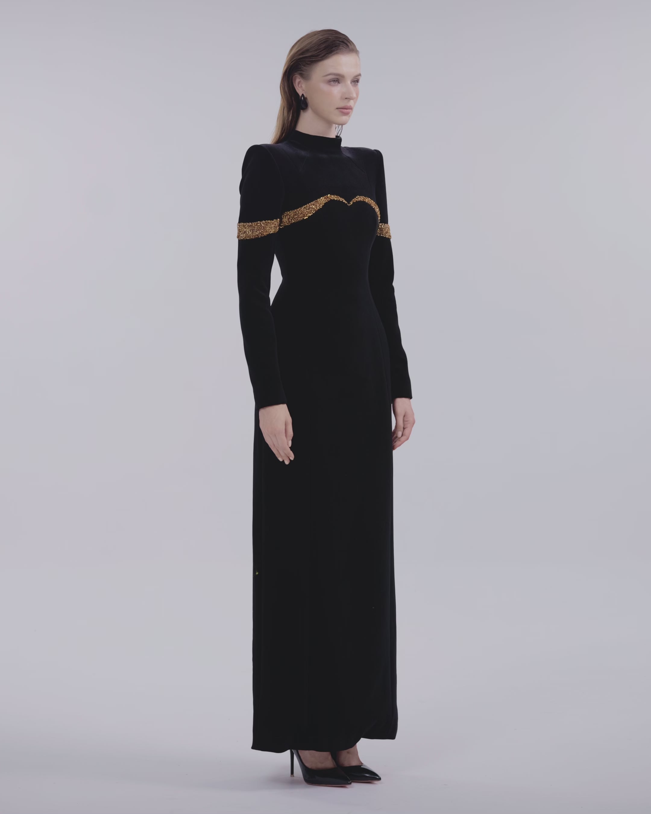 High Neck Long Sleeve Dress