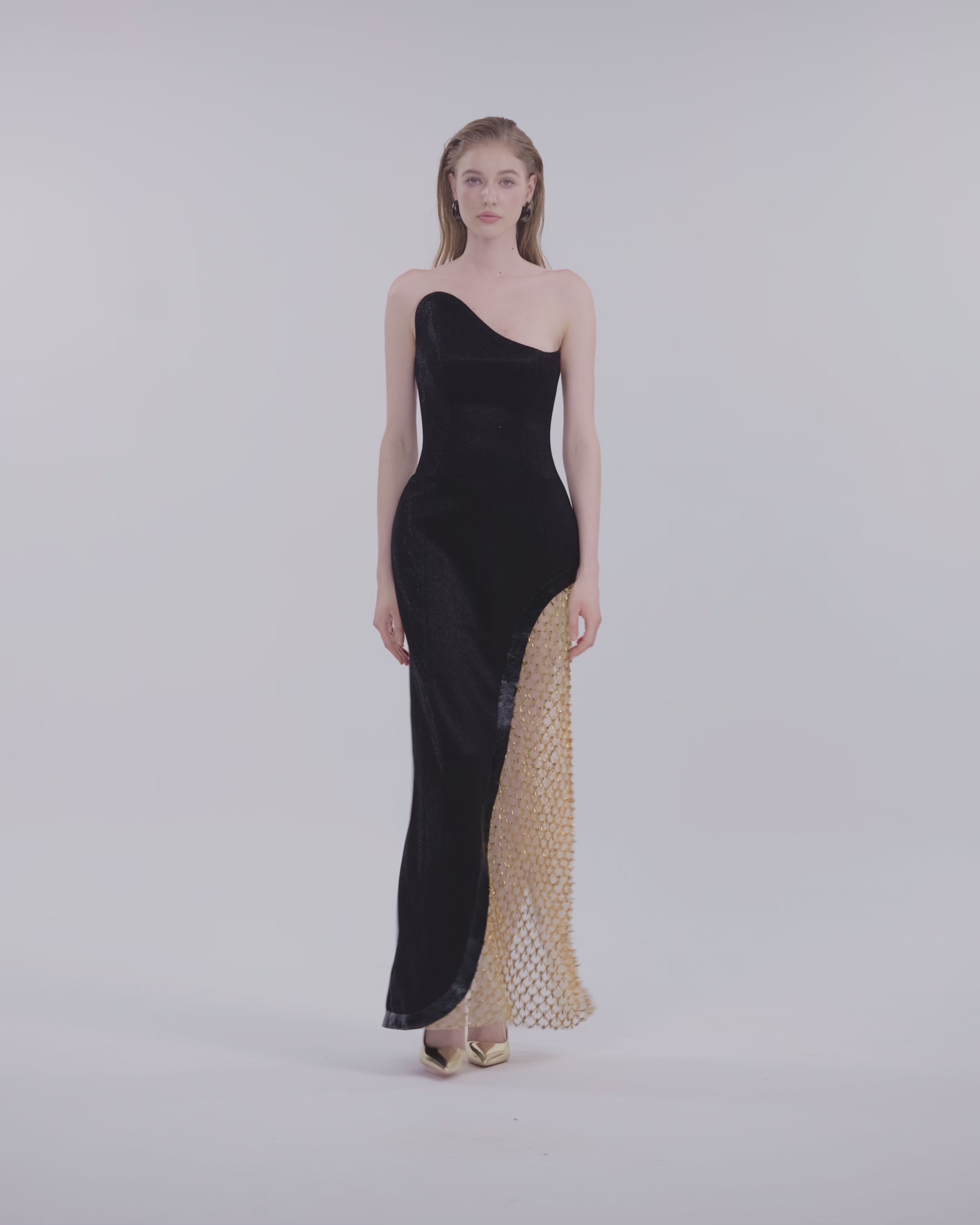 Diagonal See-Through Fishnet Dress