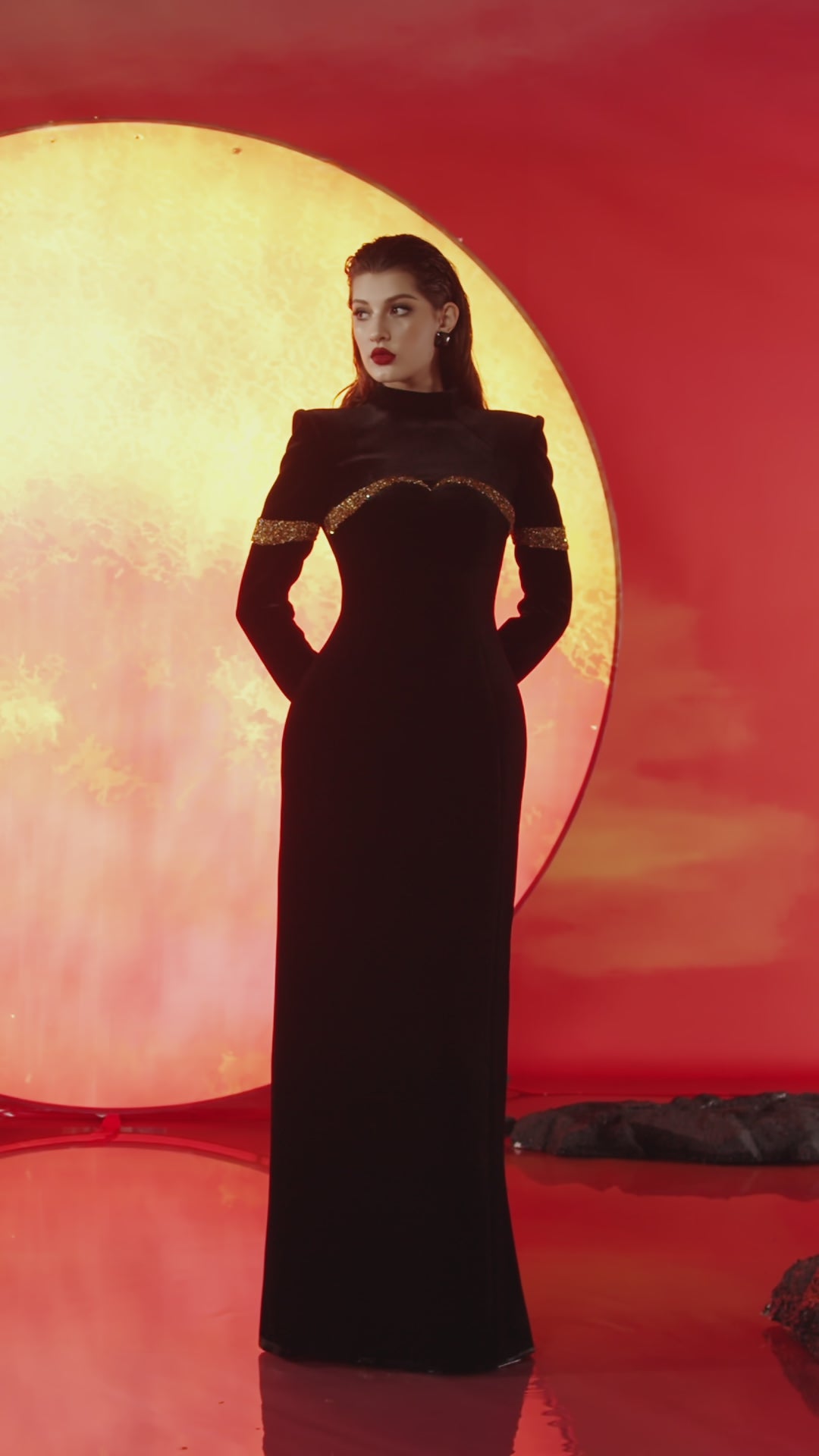High Neck Long Sleeve Dress