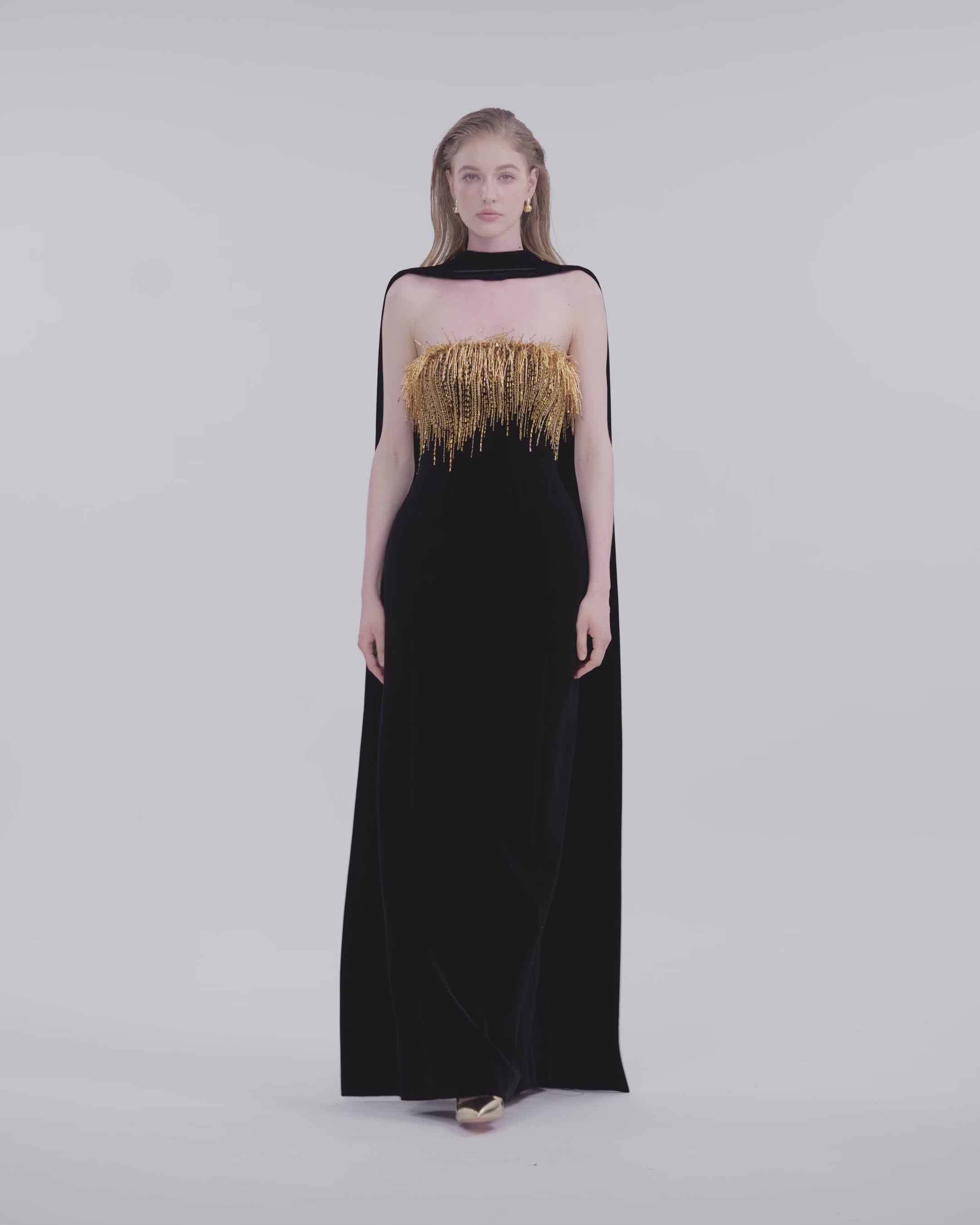 Velvet Scarf Strapless Dress