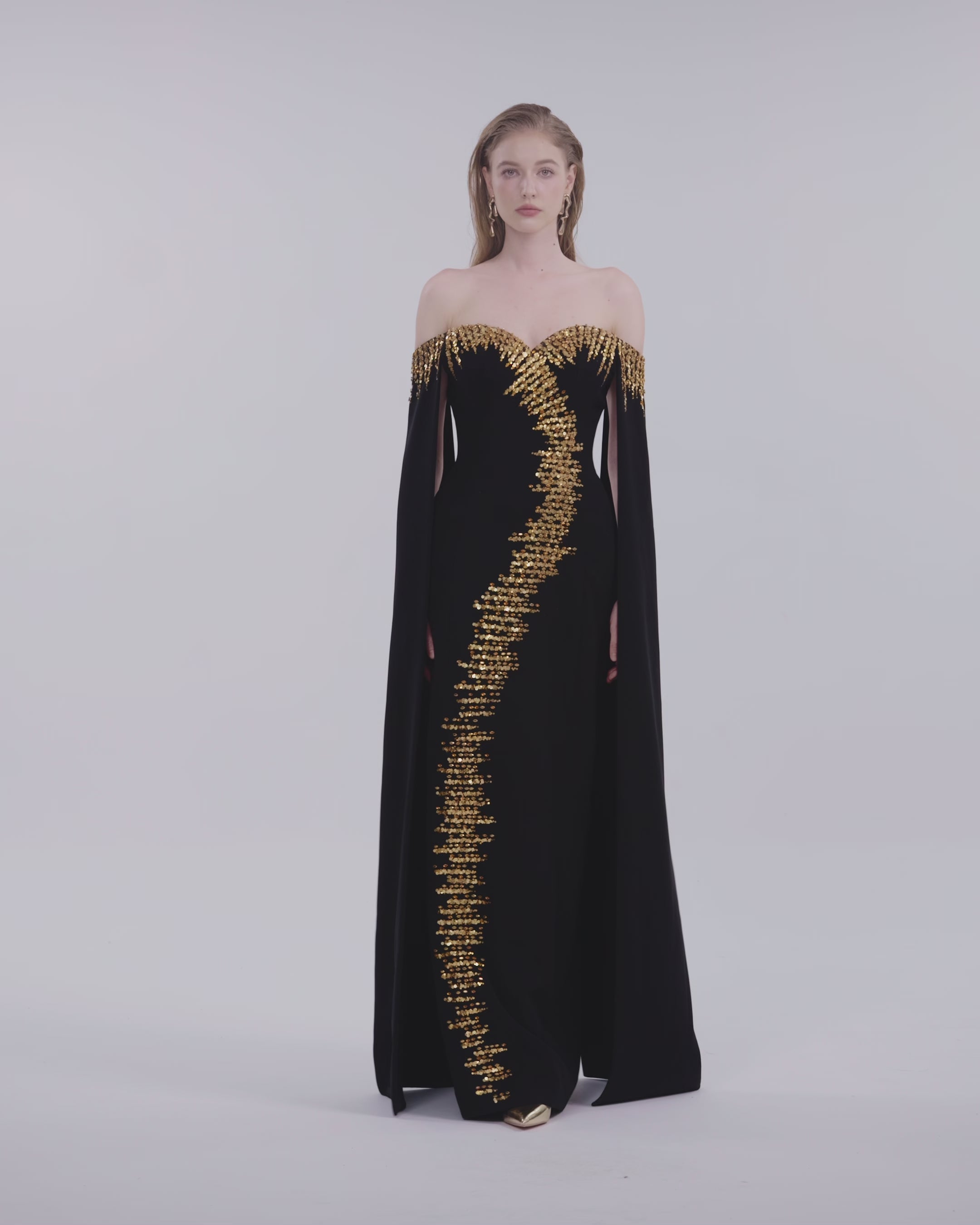Heart Chest Sleeve Cape Dress