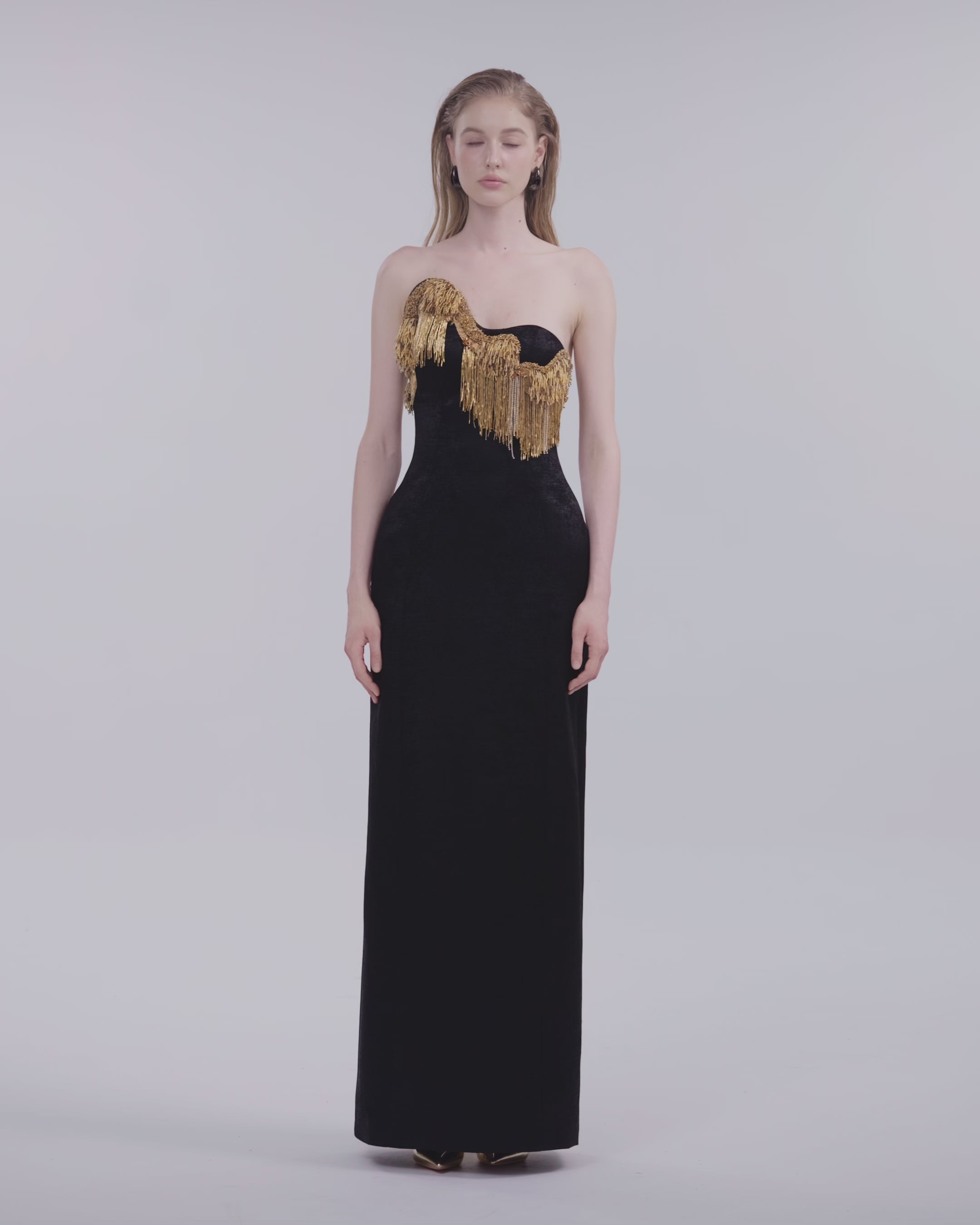 Golden Chestline Straight Dress