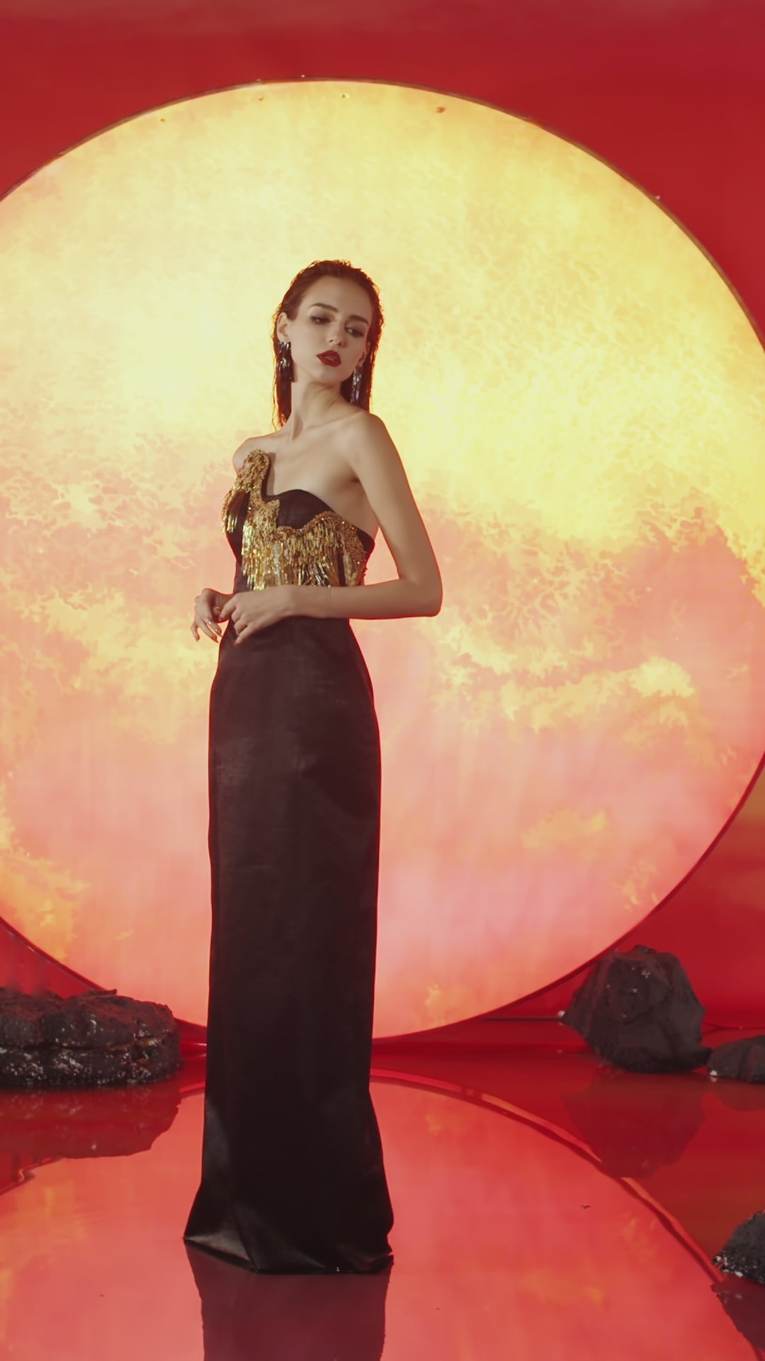 Golden Chestline Straight Dress