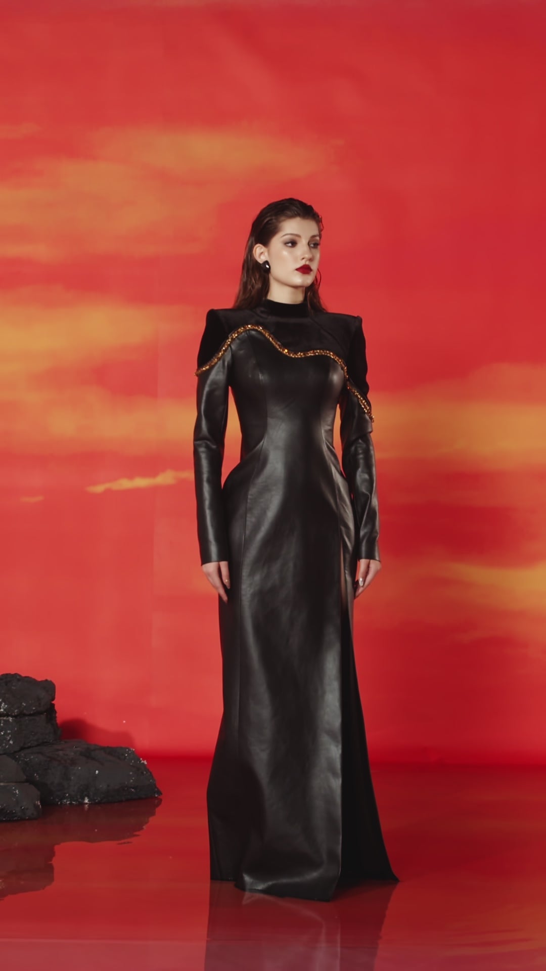 High Neck Side Slit Dress